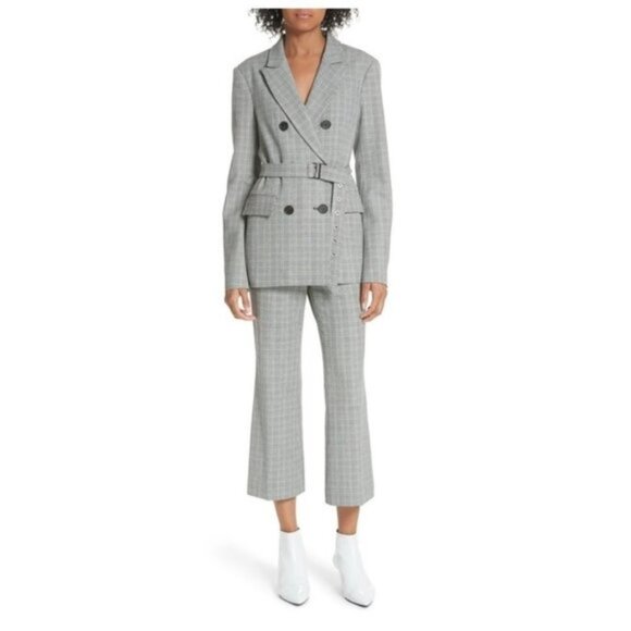 Tibi Belted Glen Check Blazer - Picture 2 of 8